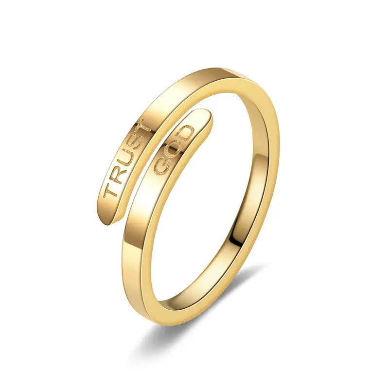 Anillo cristiano '' Trust God'' de Acero Inoxidable Ajustable