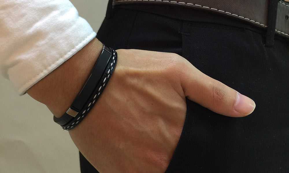 Brazalete de Cuero y Acero  Personalizado