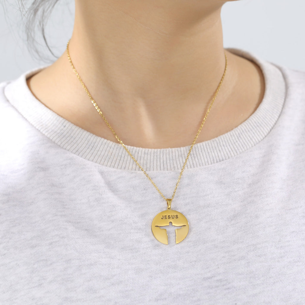 Collar con Medalla Silueta de Jesús en Acero Inoxidable