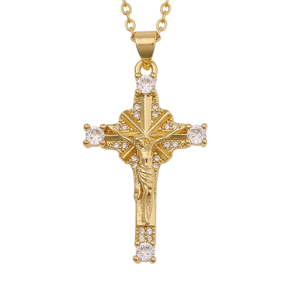 Collar de Cruz Retro con Personalidad en Cobre – Estilo Moderno y de Fe