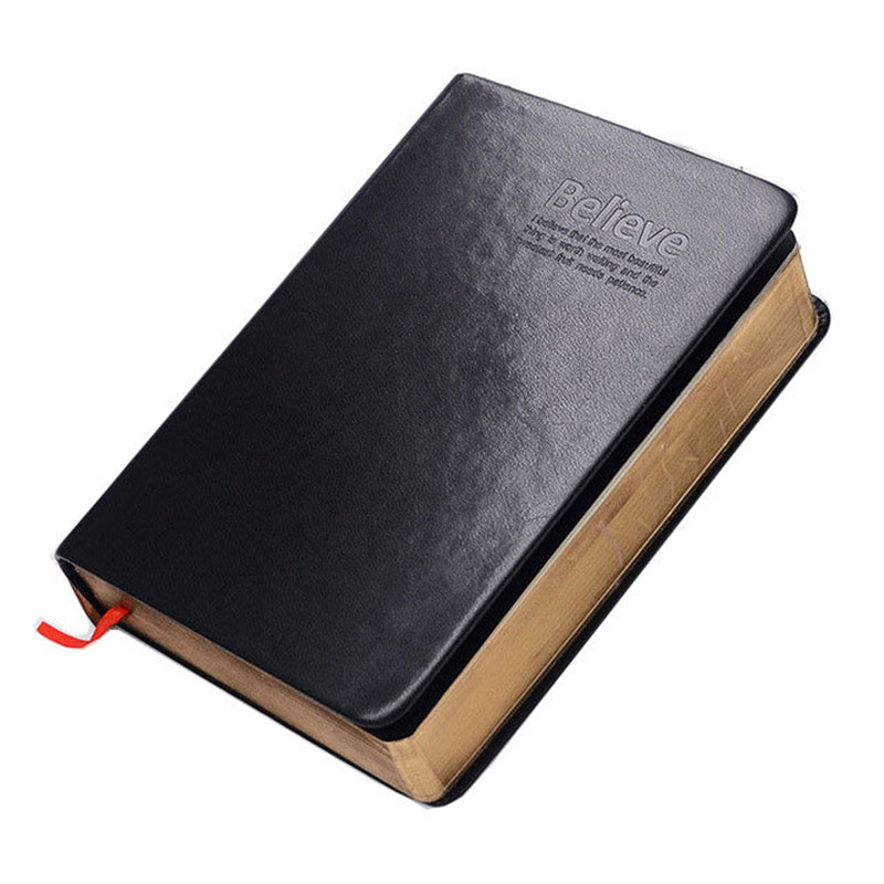 Cuaderno de Notas con Encuadernación Estilo Biblia Clásica y Bordes Metalizados