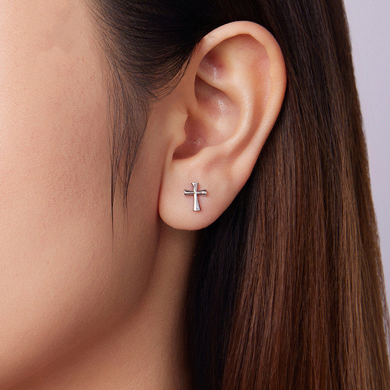 Pendientes de Cruz en Plata de Ley 925 para Mujer