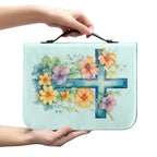 Funda de Protección para Biblia con Diseño de Cruz y Flores