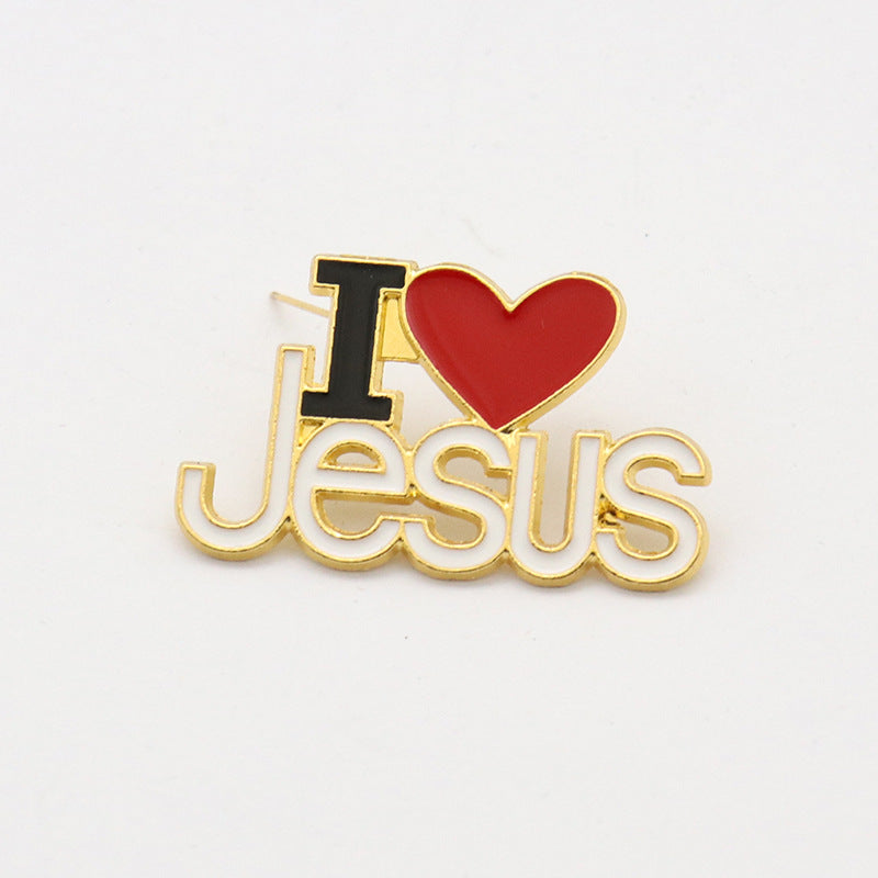 Broche Cristiano "I Love Jesus" con Corazón Rojo para Ropa