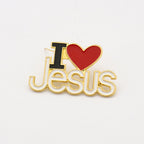 Broche Cristiano "I Love Jesus" con Corazón Rojo para Ropa