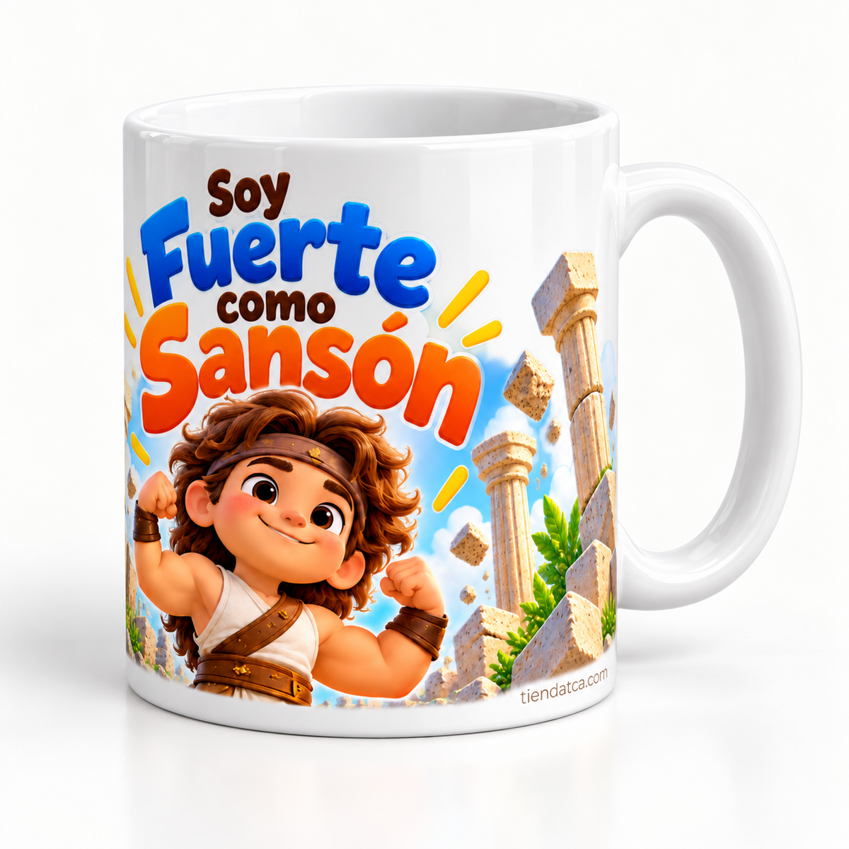 Taza Cristiana 'Soy fuerte como sanson '' · Para niñas-Collecion TCA KIDS -Diseño Exclusivo TCA · 11 oz (Copia)