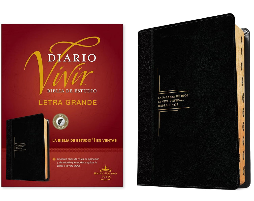 Biblia de Estudio del Diario Vivir RVR60 – Letra Grande, 2 Tonos Negro, con Índice
