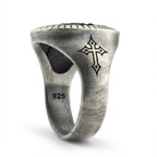 Anillo Sello de Fe en Plata Envejecida para Caballero – Acero inoxidable