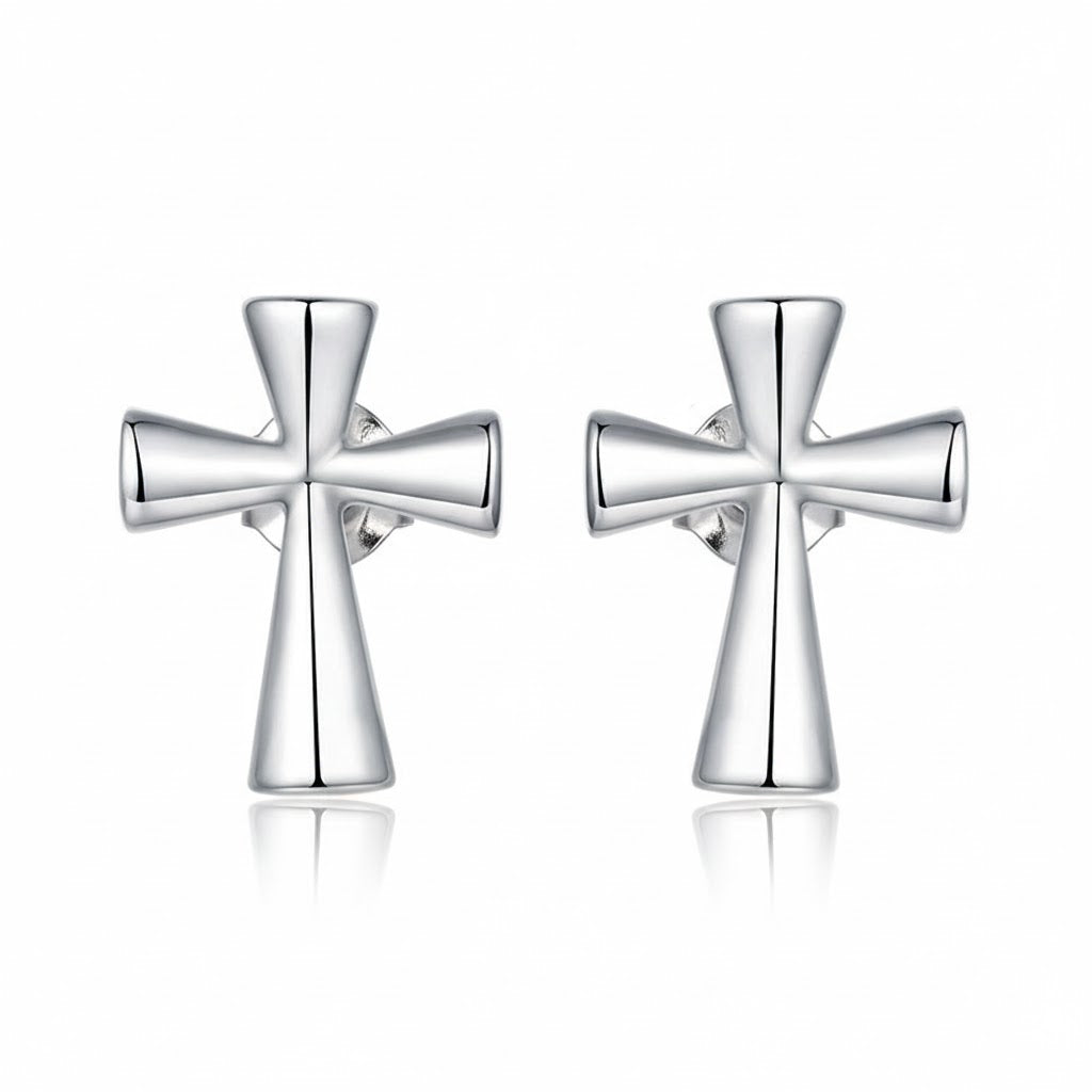 Pendientes de Cruz en Plata de Ley 925 para Mujer
