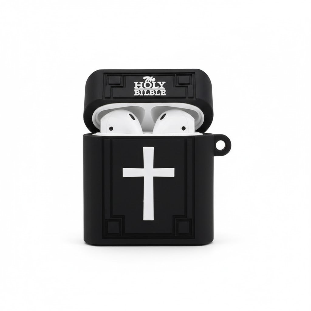Funda de Silicona en Forma de Biblia para AirPods -Estuche de Auriculares