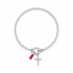 Pulsera cristiana con cruz y piedra