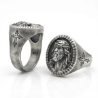 Anillo Sello de Fe en Plata Envejecida para Caballero – Acero inoxidable