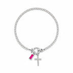 Pulsera cristiana con cruz y piedra