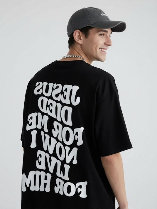 Camiseta Cristiana Jesús Murió por Mí Ahora Vivo por Él