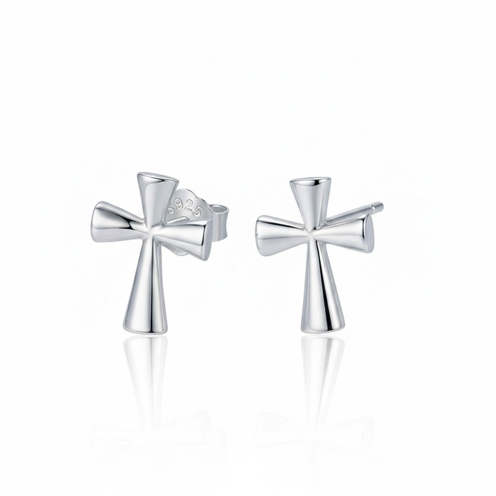 Pendientes de Cruz en Plata de Ley 925 para Mujer