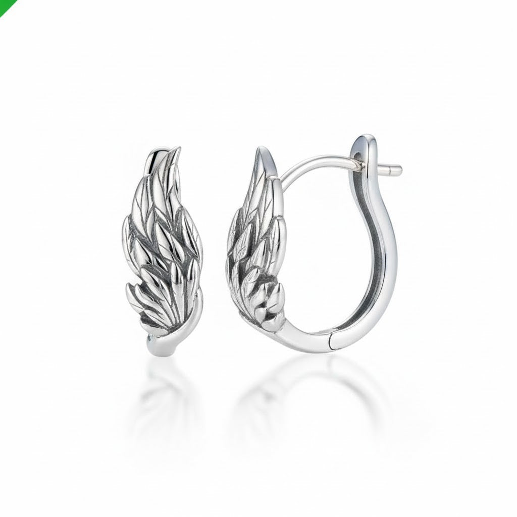 Pendientes de plata con alas angelicas