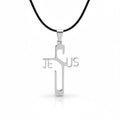 Collar cristiano con Colgante de Cruz Nombre de Jesús en Acero de Titanio