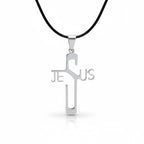 Collar cristiano con Colgante de Cruz Nombre de Jesús en Acero de Titanio