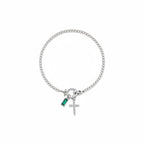 Pulsera cristiana con cruz y piedra