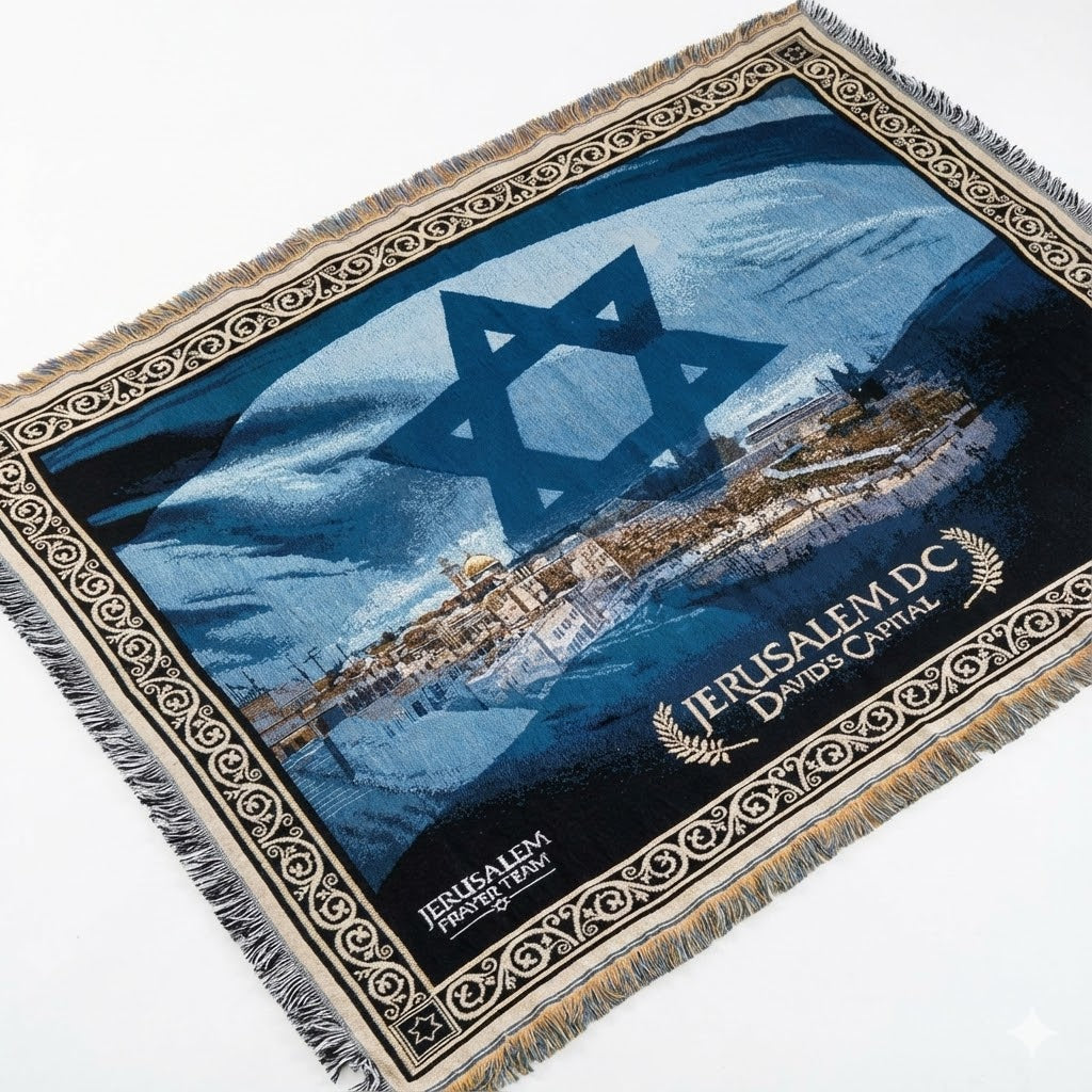 Alfombra Decorativa con Simbología Hebrea y Estrella de David