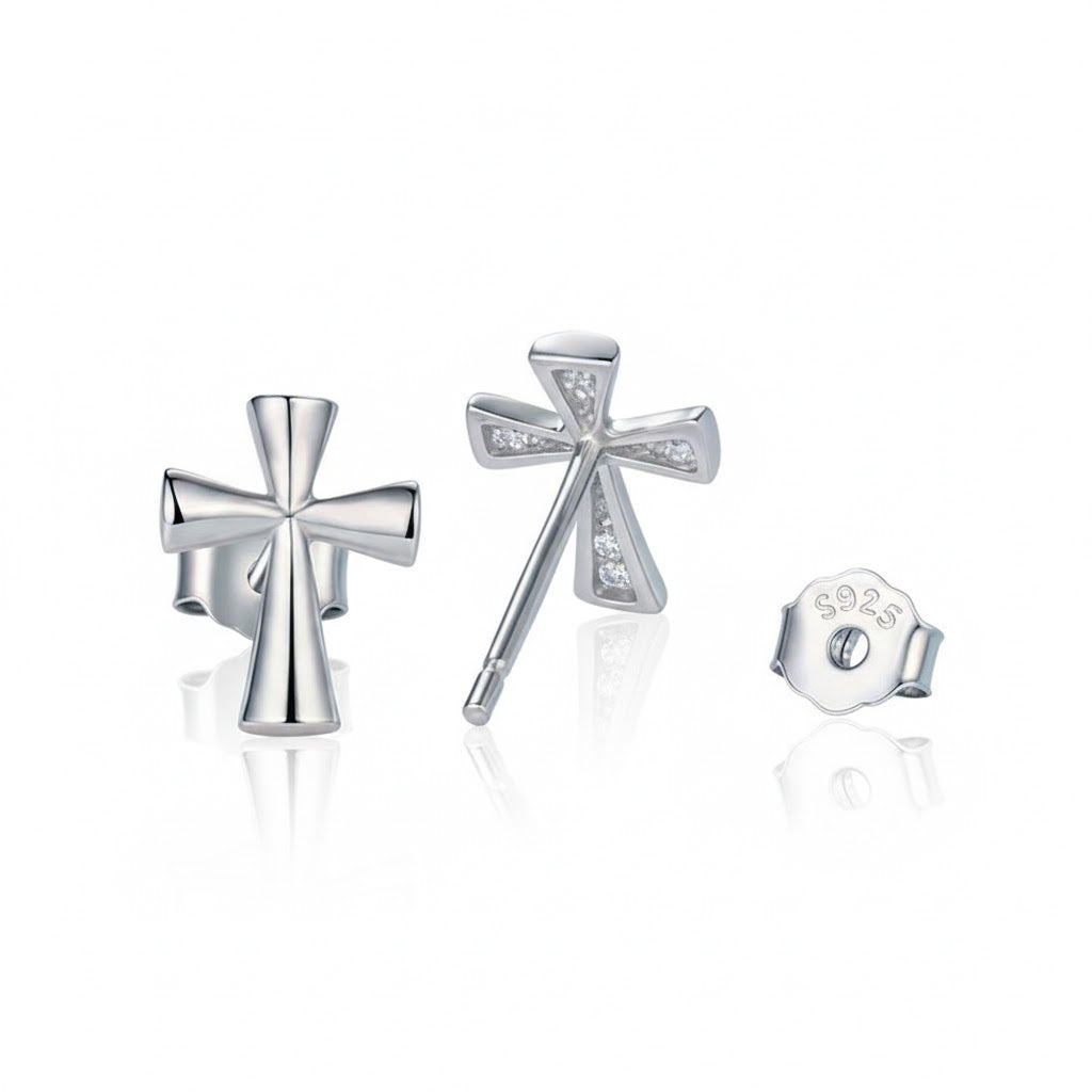 Pendientes de Cruz en Plata de Ley 925 para Mujer