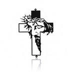 Cruz de Metal con Rostro de Jesús Decoración de Pared Cristiana