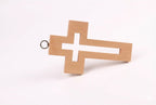 Cruz de Madera con Diseño Hueco y Anilla - Estilo Moderno