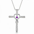 Collar cristiano  de Cruz con Corazón Infinito y Piedra de Nacimiento